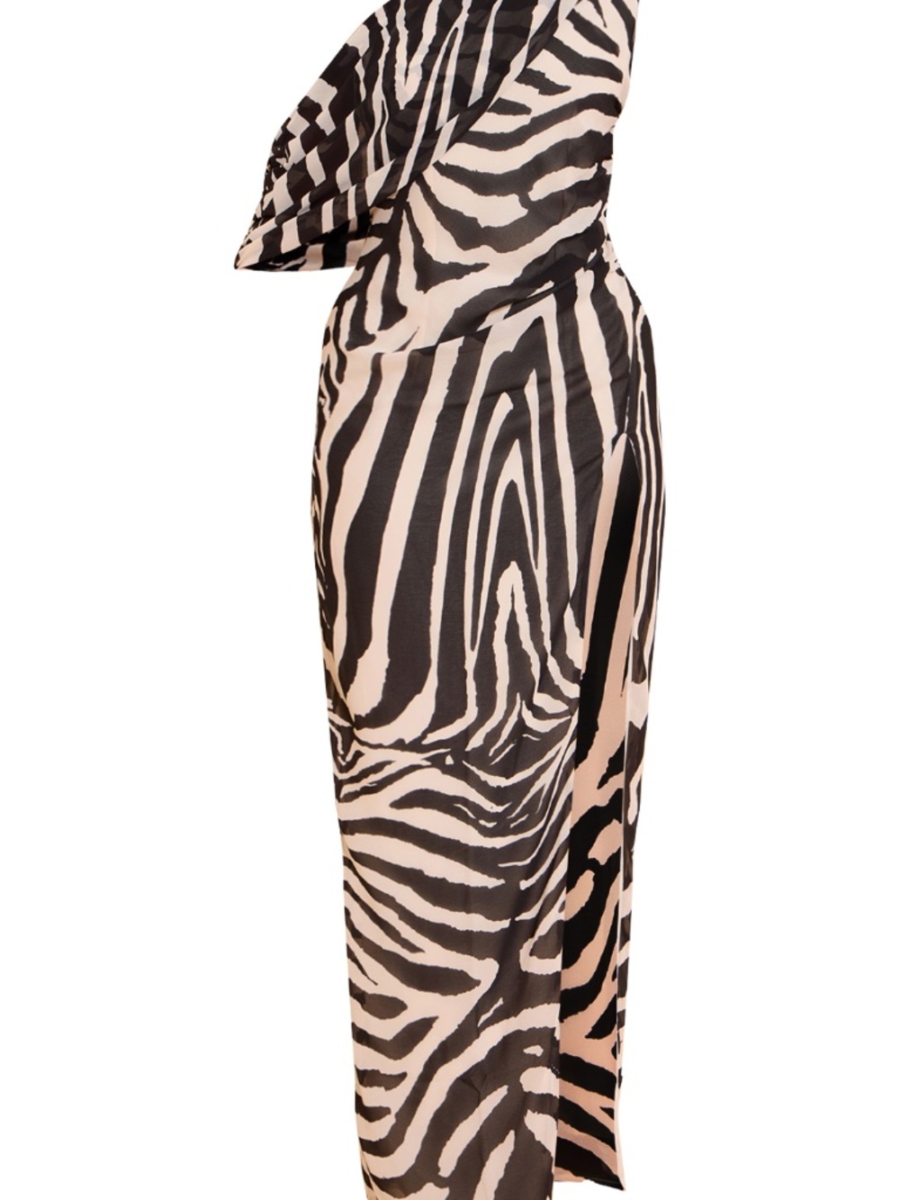 Michael Kors Black and Cream Zebra Maxi Dress One Shoulder